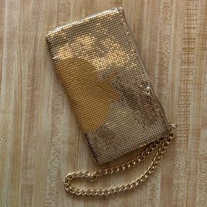 DKNY Gold metal clutch bag NWTS.